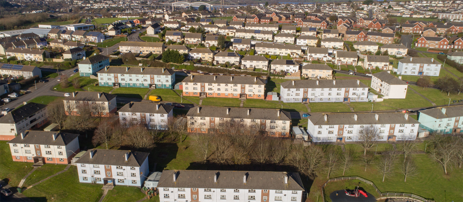 Aerial view of Barne Barton before regeneration